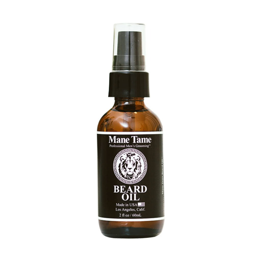 MANE TAME Beard Oil - Made with Certified Organic Hemp Oil - No Fuss Pump 1oz. Bottle - Softens Your Beard and Stops Itching - Great Beard Oil and Conditioner For Men