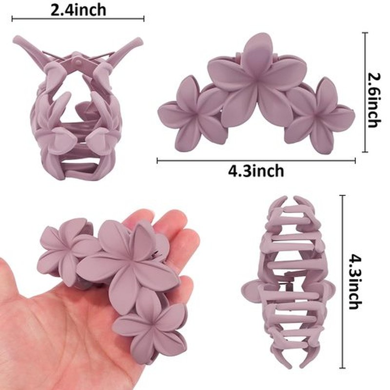 Ahoney 6PCS Flower Hair Clips for Women Strong Hold Nonslip, Big Flower Claw Clip for Thick Hair, Hawaiian Hibiscus Cute Hair Clips Beach Hair Accessories for Women Girls 11