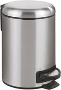 WENKO Stainless Steel Small Trash Can - Pedal-Operated Bathroom Bin with Removable Inner Bucket | 0.79 Gal, Silver