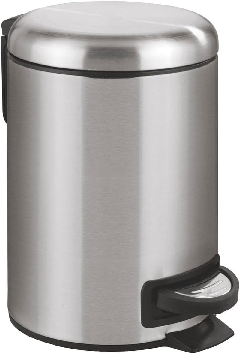 WENKO Stainless Steel Small Trash Can - Pedal-Operated Bathroom Bin with Removable Inner Bucket | 0.79 Gal, Silver
