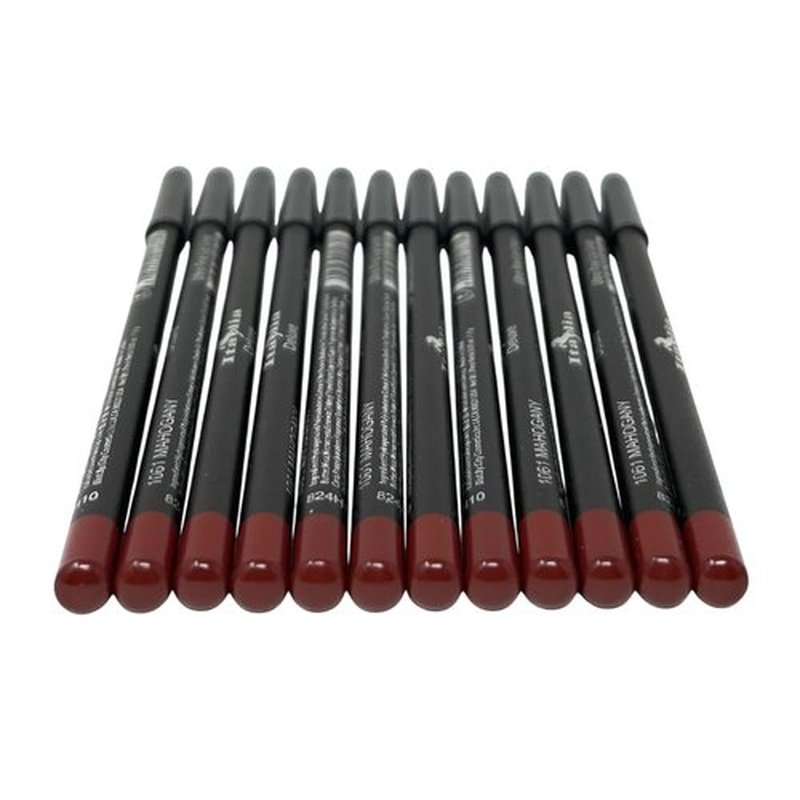 12 pcs Italia-Deluxe Ultra Fine Lip liner, Creamy, Long Lasting, High Pigmented Pencil (1061 Mahogany)