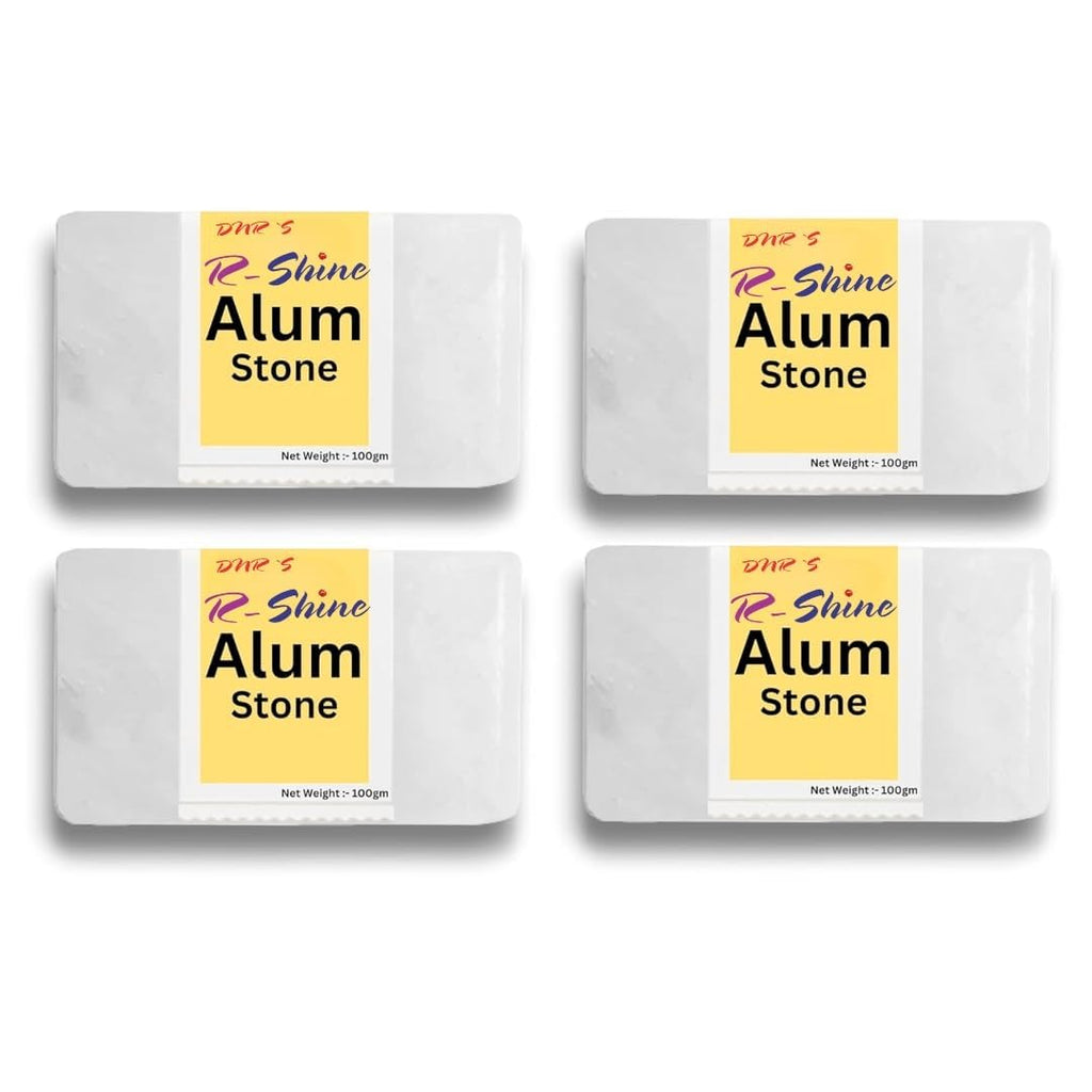 Natural Alum Stone Bar, Fitkari Stone for Skin Tightening and Water Purification, 100g, Pack of 4