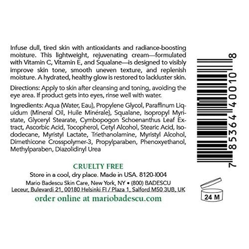 Mario Badescu Hydro Face Moisturizer - Lightweight Vitamin C Cream for Combination & Sensitive Skin | 2 Fl Oz