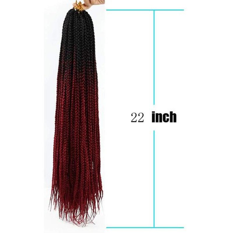 6 Packs Crochet Braids Box Braids Crochet Hair Synthetic Crochet Hair Pre-looped Crotchet Braids for Black Women 22 Inch (ombre wine red, 22inch)