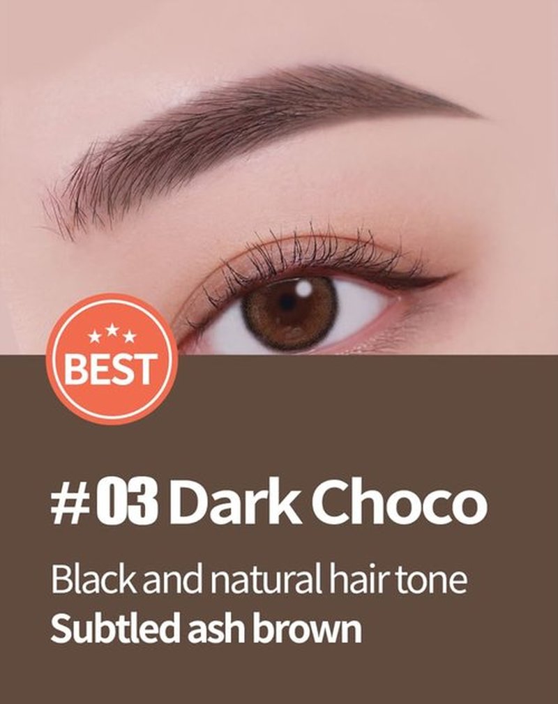 COSNORI Slim Eyebrow Pencil 03 Dark Choco - 2mm Micro-Fine Pencil Brow with Brush, Natural-Looking Brows, Long Lasting & Waterproof, Micro-Slim, Soft drawing, 0.005oz (0.14g)