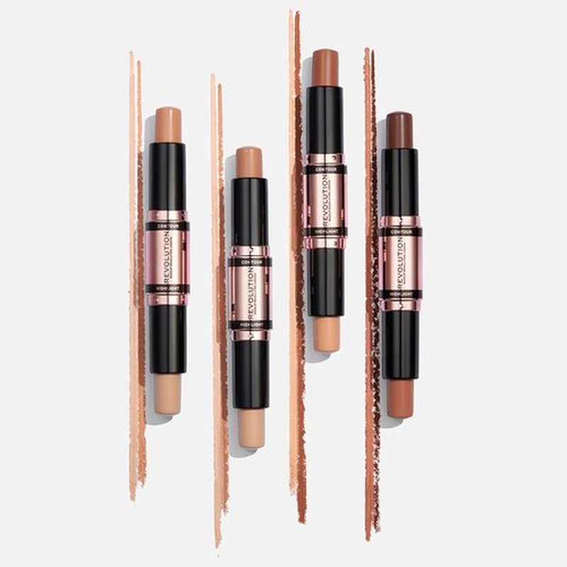 Revolution Beauty London Fast Base Contour Stick - Dual Ended, Lightweight & Blendable, Medium, 2 x 0.15 Oz
