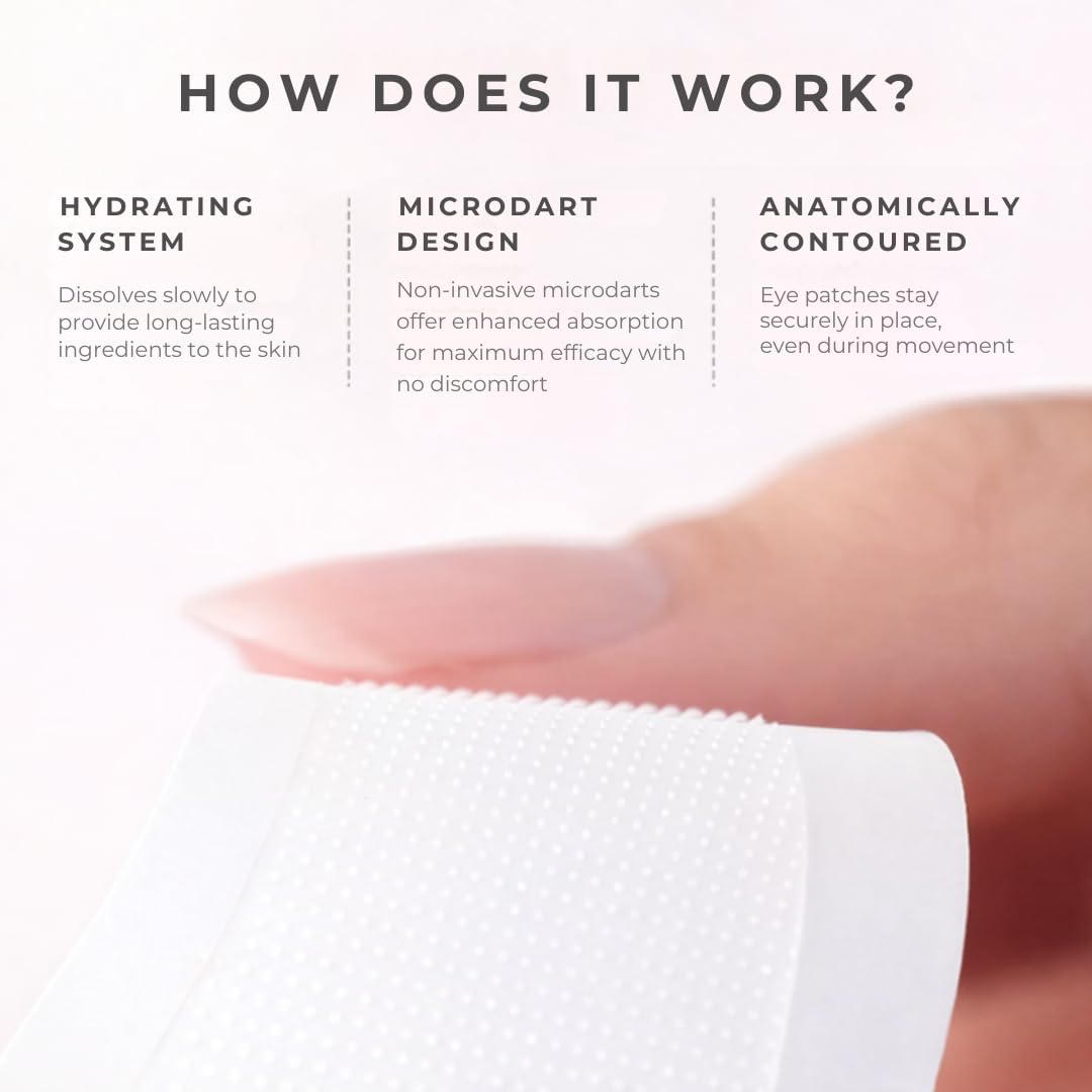 Vitalore Microdart Under Eye Patches for Dark Circles and Puffiness Advanced Peptide Under Eye Mask with Niacinamide, Tremella, Vitamin C & E Serum-Infused Micro Eye Pads 16 ct. (8 Pair)