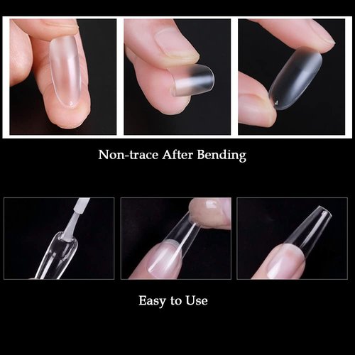 240pcs Medium Almond Acrylic False Nail Tips Kit Soft Gel Full Cover Matte Press on Nails Clear Artificial Fake Nails for Nail Extension Coffin Stiletto Square Oval Shaped Ballerina Nail Art Tips Set