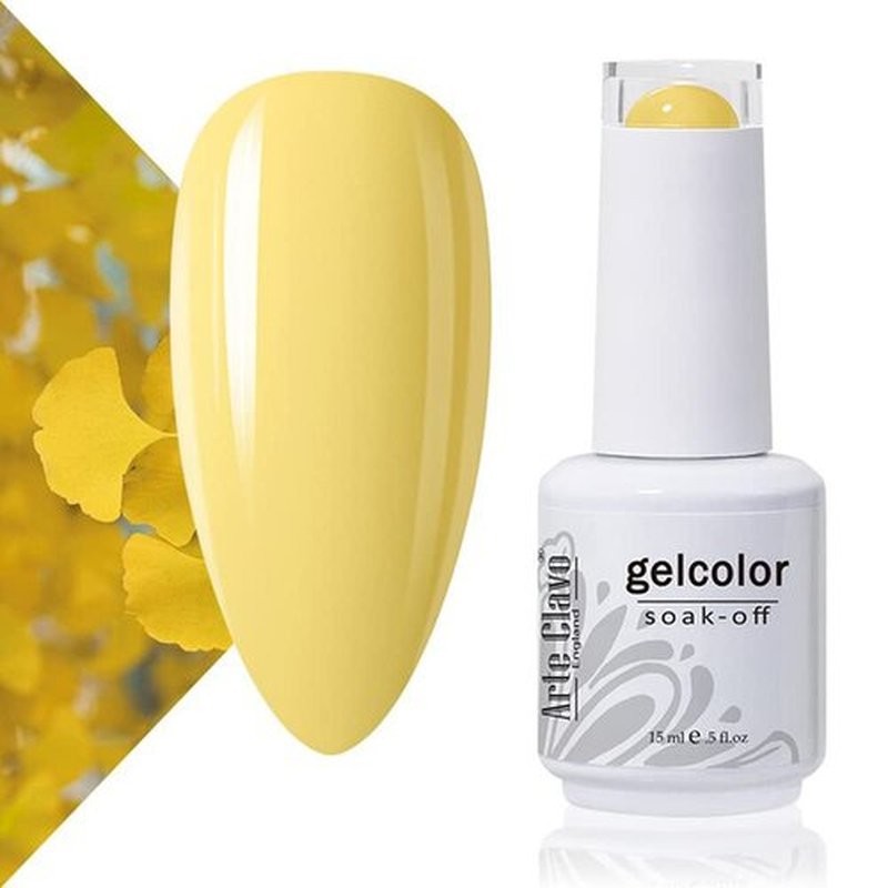 Arte Clavo 15ml Cream Yellow Nail Gel Polish, Soak Off Nail Gel Polish Nail Art Manicure Salon DIY at Home UV LED Light Required - Bright Pastel Yellow 3023…