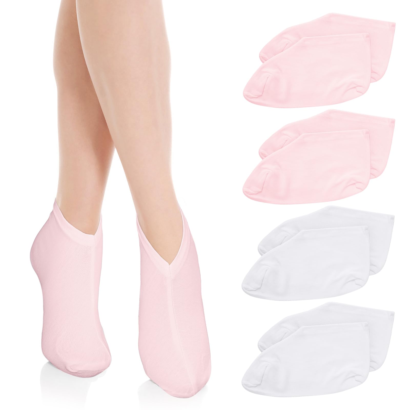 Wanmu 4 Pairs Moisturizing Socks Overnight, Lotion Socks for Dry Feet, Cotton Moisture Enhancing Socks, Soft Spa Absorbing Socks for Foot Care, Cosmetic Therapy Socks for Women and Men