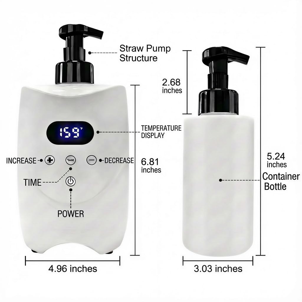 Professional Hot Lather Machine for Shaving, Smart Shaving Cream Warmer with 2×500ml Refillable Foam Bottles, Large Capacity Hot Foam Dispenser with LED Display for Home, Salon & Barber Shop (white)