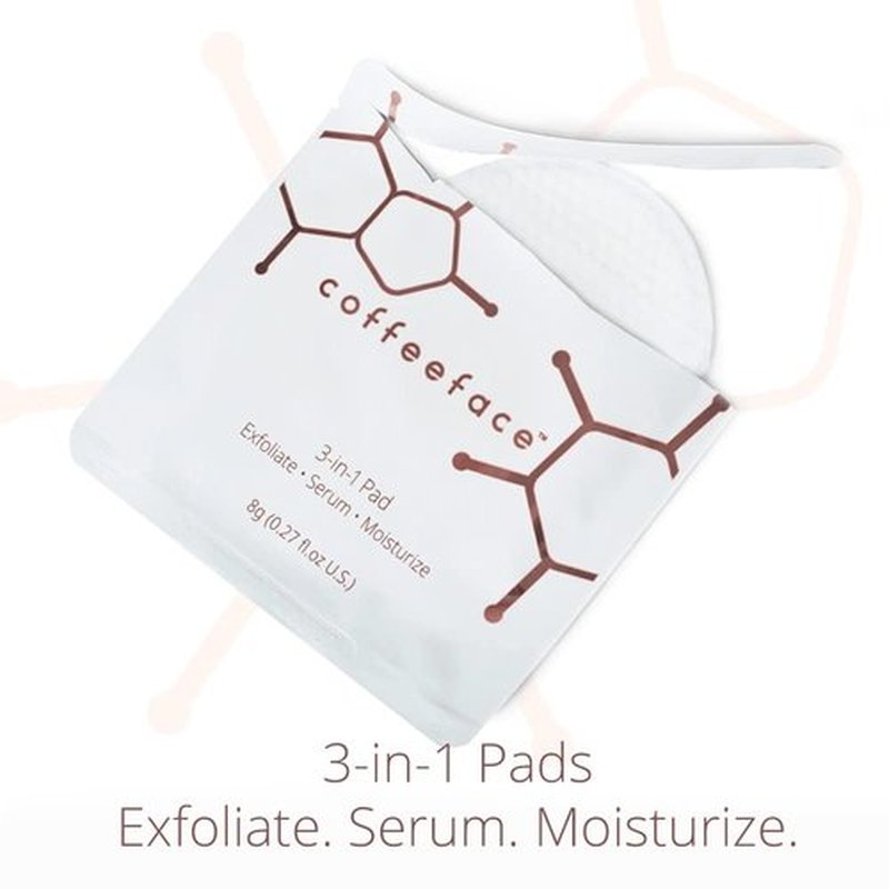 Coffeeface Anti-Aging Moisture Pads - 3-in-1 Exfoliating & Hydrating Treatment | Hypoallergenic | 8 Count