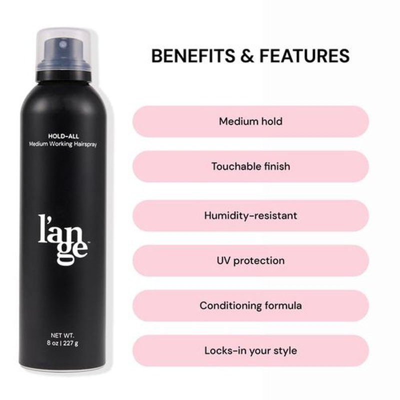 L'ANGE HAIR Hold-All Medium Working Hairspray - Brushable Finish & Flexible Hold | 8 oz | Humidity & UV Protection