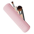 FVION Travel Makeup Brush Holder, Silicone Brush Holder Travel Case, Make Up Brush Pouch with Magnetic Closure, Makeup Brush Covers - Pink