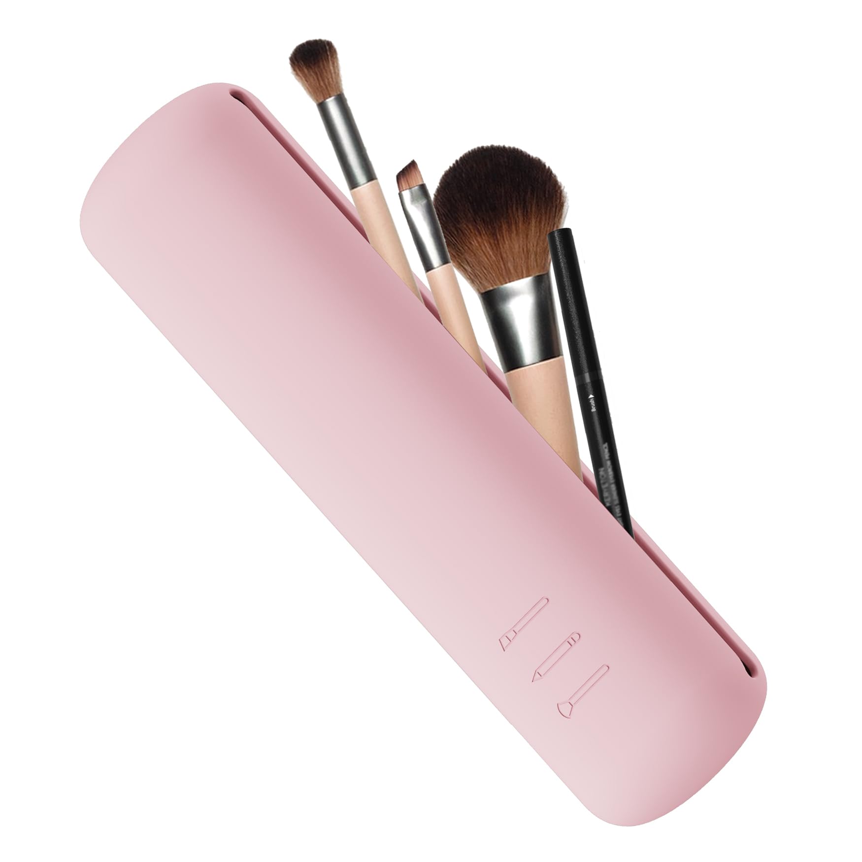 FVION Travel Makeup Brush Holder, Silicone Brush Holder Travel Case, Make Up Brush Pouch with Magnetic Closure, Makeup Brush Covers - Pink