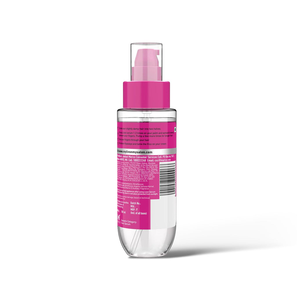 Livon Hair Serum for Men & Women | Frizz-free, stronger and shinier hair | For All Hair Types | Lightweight & Non Greasy | Enriched with Argan Oil & Vitamin E | 3.3 Fl.Oz