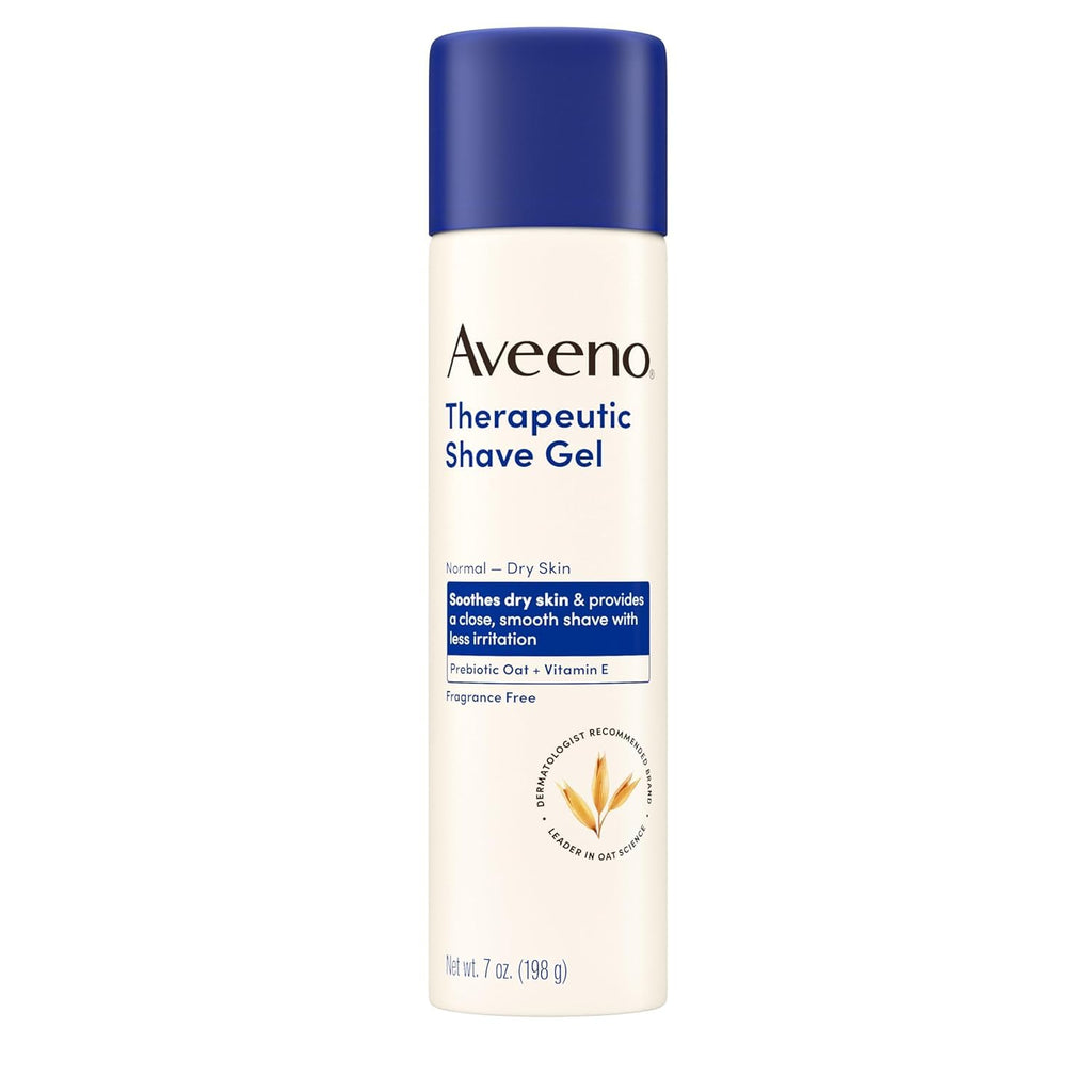 Aveeno Therapeutic Shave Gel with Oat and Vitamin E to Help Prevent Razor Bumps and Soothe Dry and Sensitive Skin, No Added Fragrances and Non-Comedogenic, 7 oz (Pack of 6)