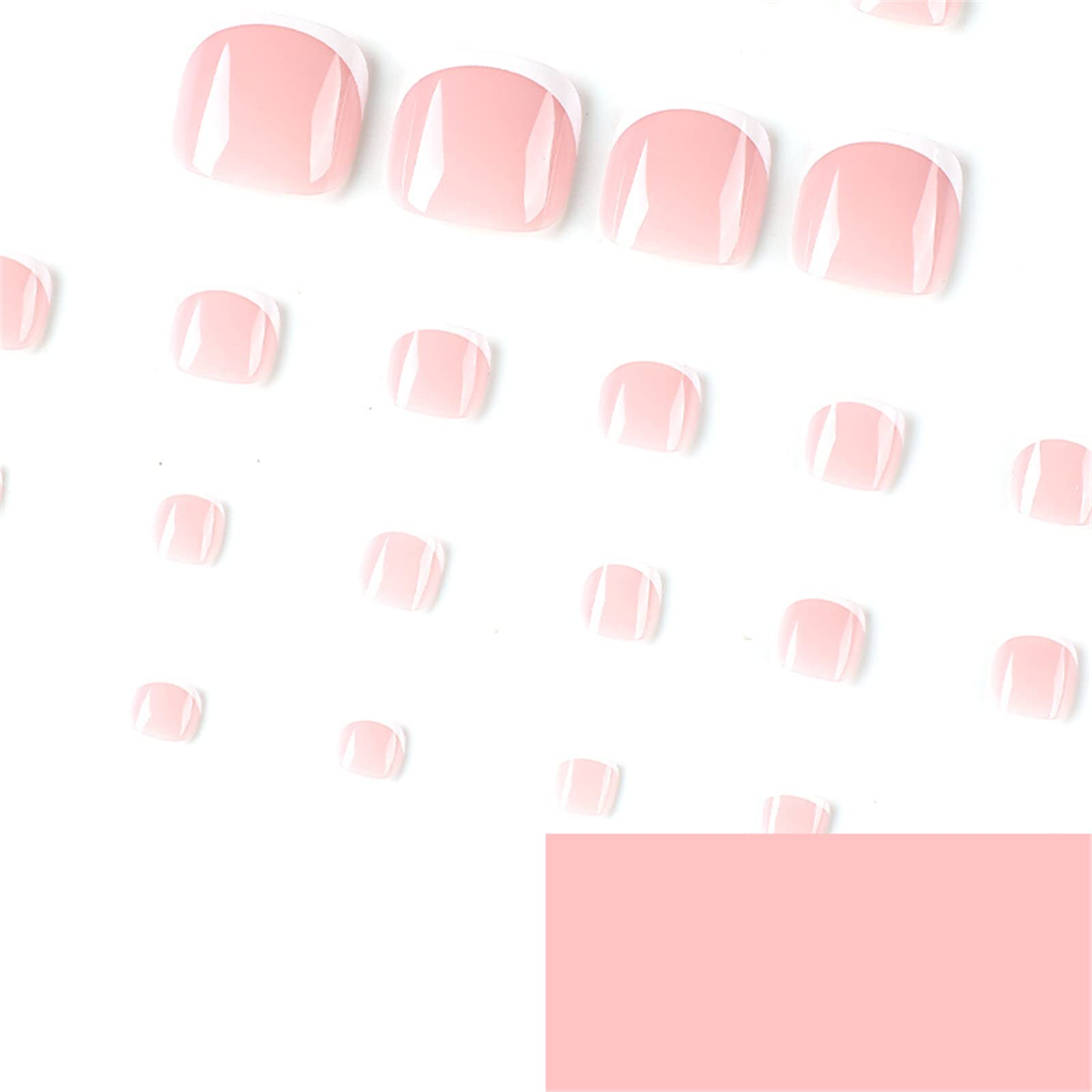 VOTACOS French Tip Press on Toenails Press on Nails Short Square 24PCS Fake Toeails with Ballerina Designs Nude Full Cover Glossy Toe Fake Nails Acrylic Toenails for Women Toe Nail X26