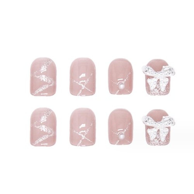 Hkanlre Square Press on Nails Rhinestones Fake Nails Tips Full Cover Nude False Nails for Women and Girls 24PCS