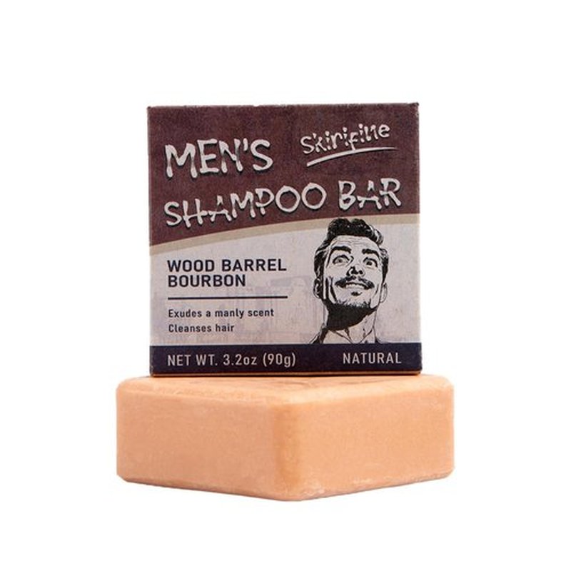 SKIRIFINE Shampoo Bar for Men - Experience a Distinctive Masculine Aroma, Quick Lather & Easy Rinse, Wood Barrel Bourbon Scent Natural Men Shampoo Soap Bar, ldeal for Travel - 3.2oz