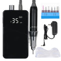 Electric Nail Drill Machine 35000RPM Professional Portable Nail File Cordless Rechargeable Nail Efile for Acrylic Gel Nails Manicure Pedicure Polishing Shape Tools for Salon (Black)