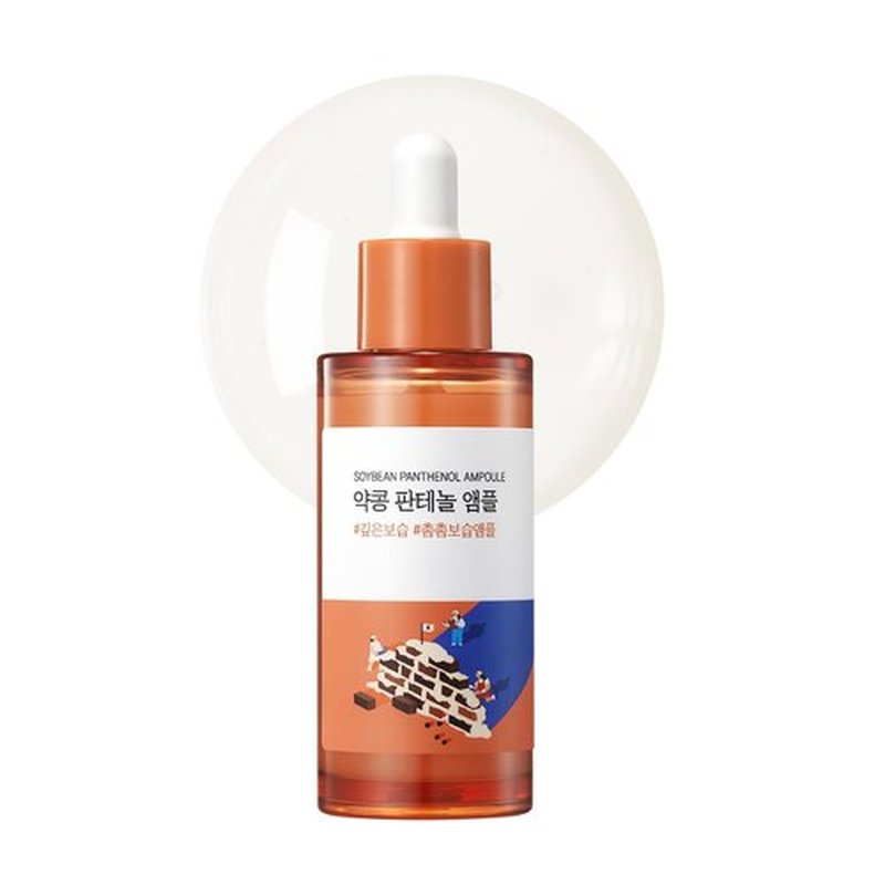 ROUND LAB Soybean Panthenol Ampoule 1.69 Fl Oz, Deep Hydration Serum with Nano Niosome Panthenol, and Ceramides for Skin Barrier Strengthening and Non Sticky Moisture Retention, Korean Skincare
