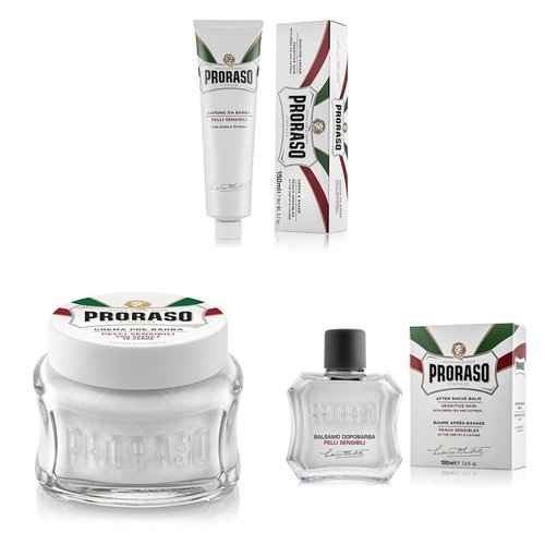 Proraso Sensitive Shaving Kit - Soothing Formula with Green Tea & Oatmeal for Irritation-Free Shaving