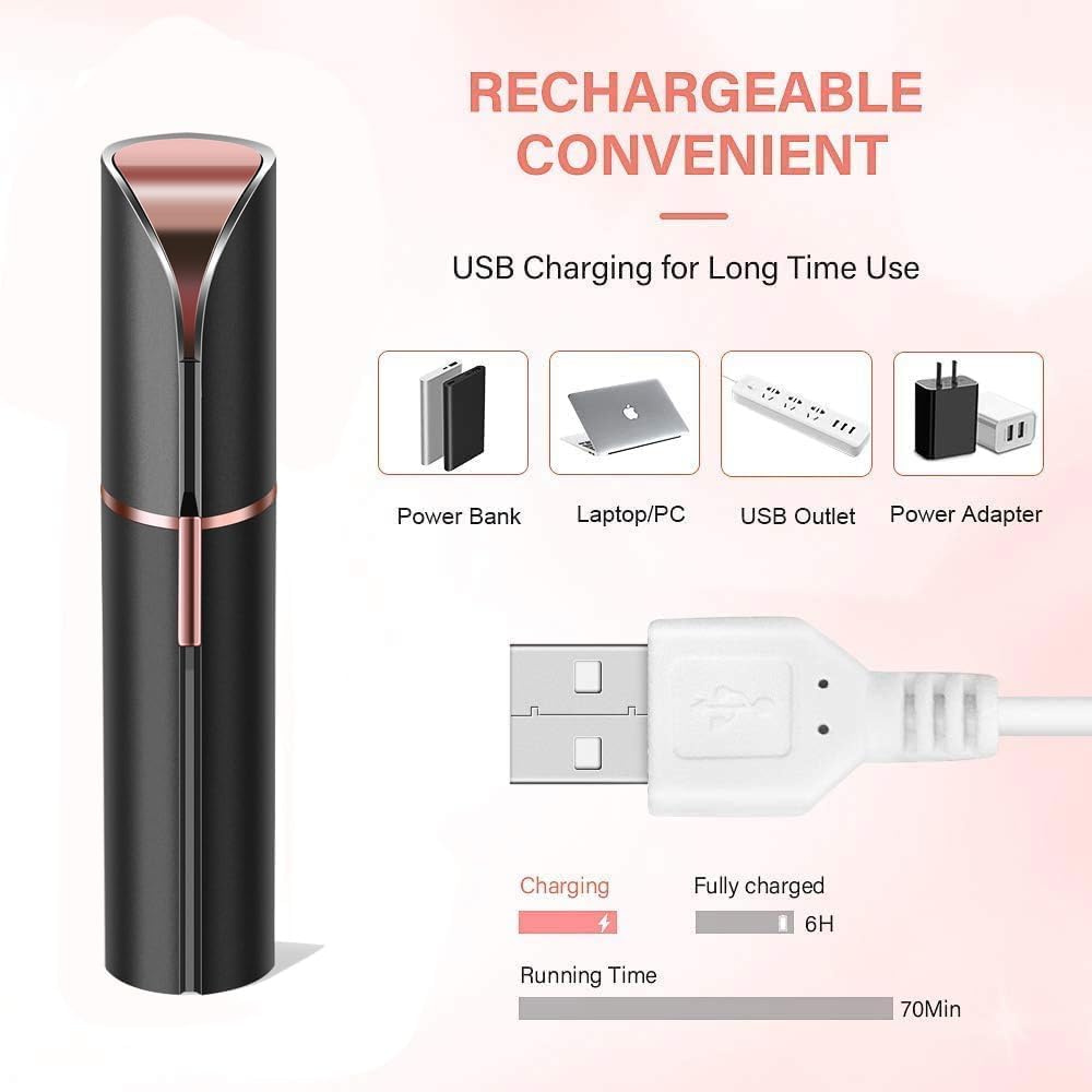 Facial Hair Removal for Women, Portable Painless Hair Remover Device, Rechargeable, with 2 Replacement Heads, for Face, Upper Lip and Chin