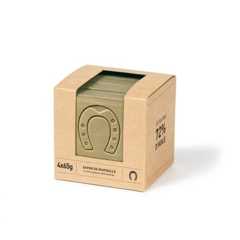Fer à Cheval Pure Olive Savon De Marseille Soap Bar Sliced Cubes, French Olive Oil Soap Bar Slices, 4x65 g/2.29 oz
