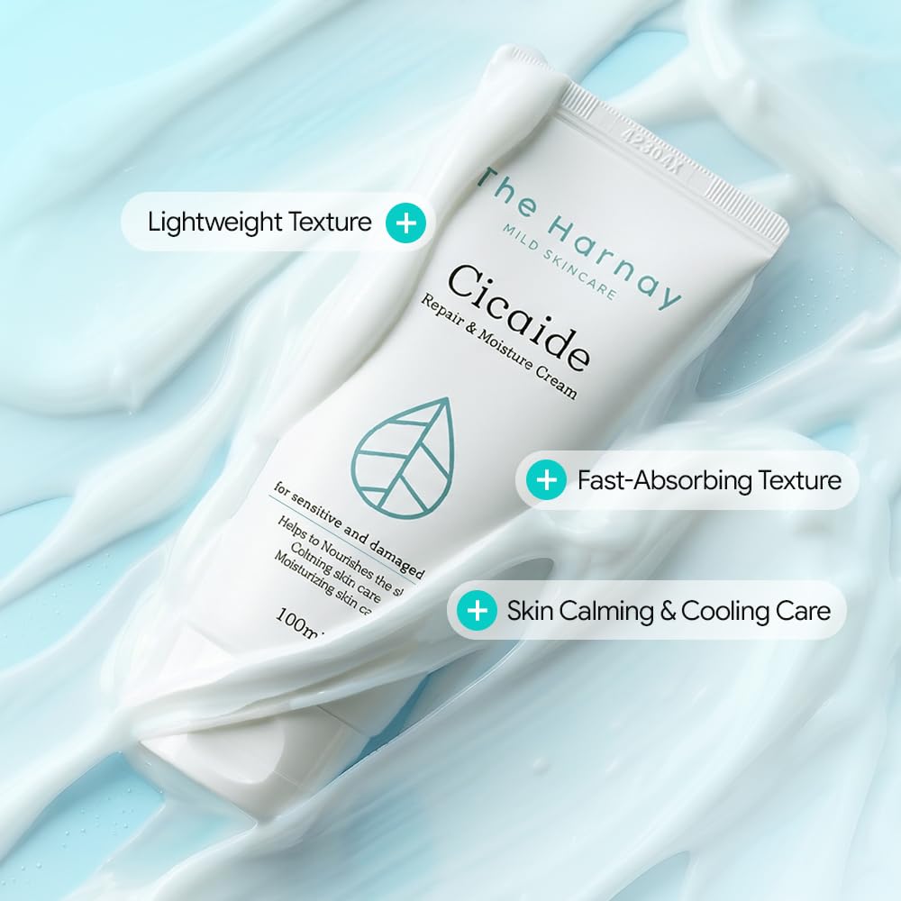 The harnay Cicaide Cream 3.53 oz | Korean Cica & Ceramide Daily Face Moisturizer for Sensitive Skin | Long Lasting Hydration & Soothing Barrier Care | K-Beauty, Crema Hidratante para la Cara Coreana