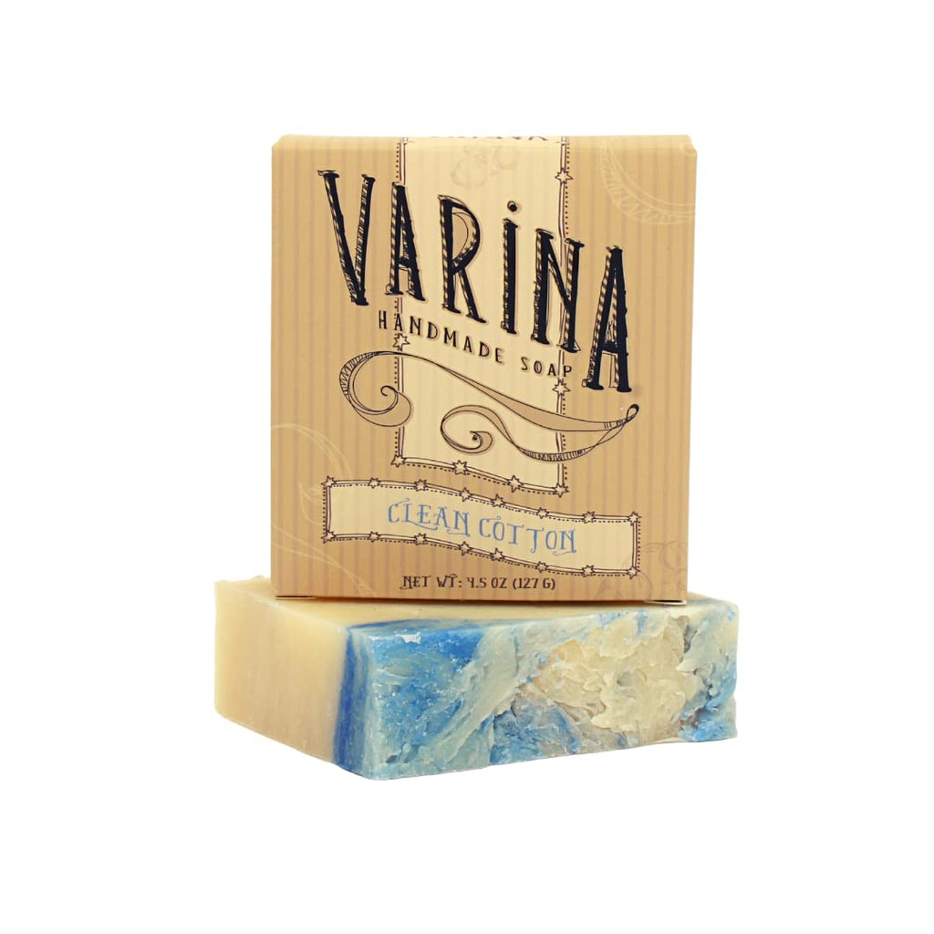 Varina Natural Clean Cotton Bar Soap - Gentle Cleansing for Sensitive Skin | Fresh Scent - 3 Pack