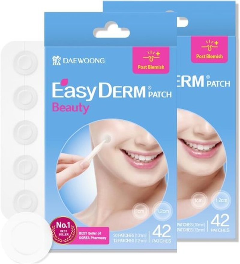 EasyDerm Beauty Patch(84 Counts) - 100% Hydrocolloid Pimple Patch for Zit Spot Care, K-beauty, Daewoong Pharmaceutical, Korean Acne Patches Travel Essentials, Spring Break, Clear Skin Season