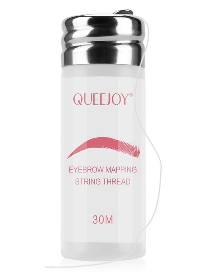 QUEEJOY Brow Mapping String - [100 Ft Bottles - 30 m] Pre-inked Eyebrow Mapping String Thread, Eyebrow Mapping Tool with Instructions, hilo para marcar cejas for Marking Symmetrical Eyebrows (White)