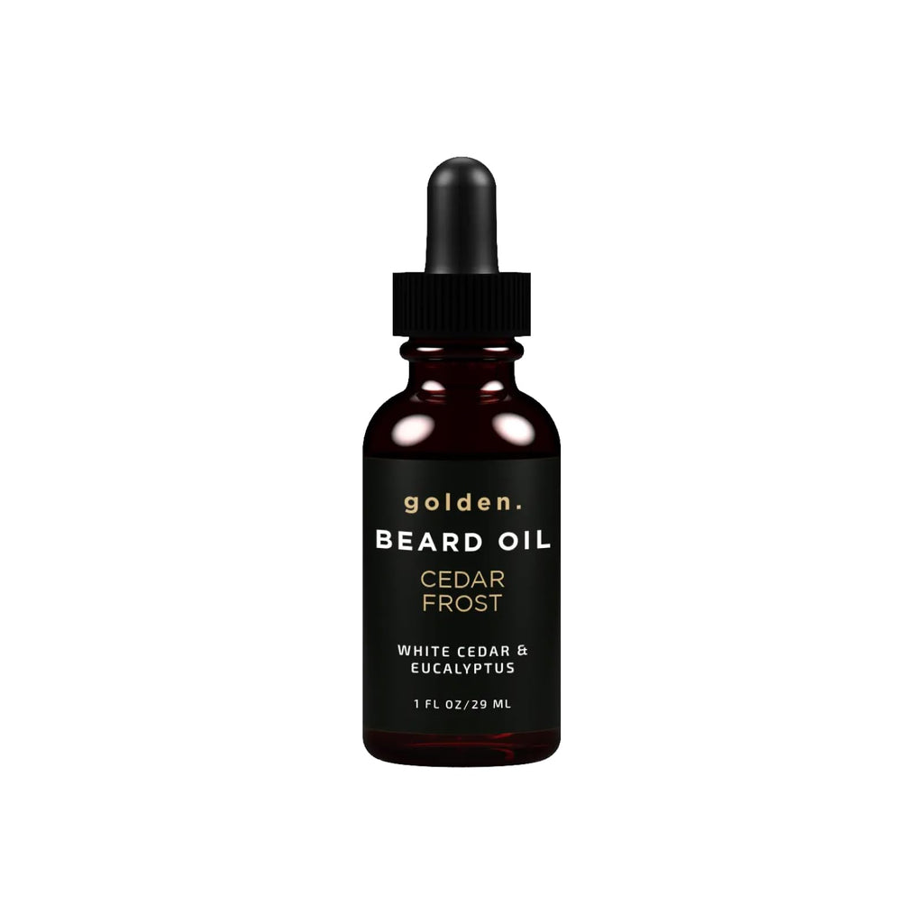Golden Grooming Beard Oil for Men - Natural Beard Conditioner with Sweet Almond, Golden Jojoba & Argan Oil - Hydrating Beard Softener with Vitamin E - Cedar Frost, 1oz