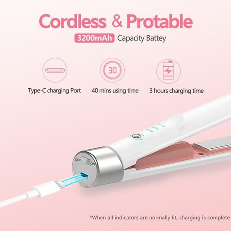 Skiennix Cordless Hair Straightener - Sleek White Design for Effortless Styling