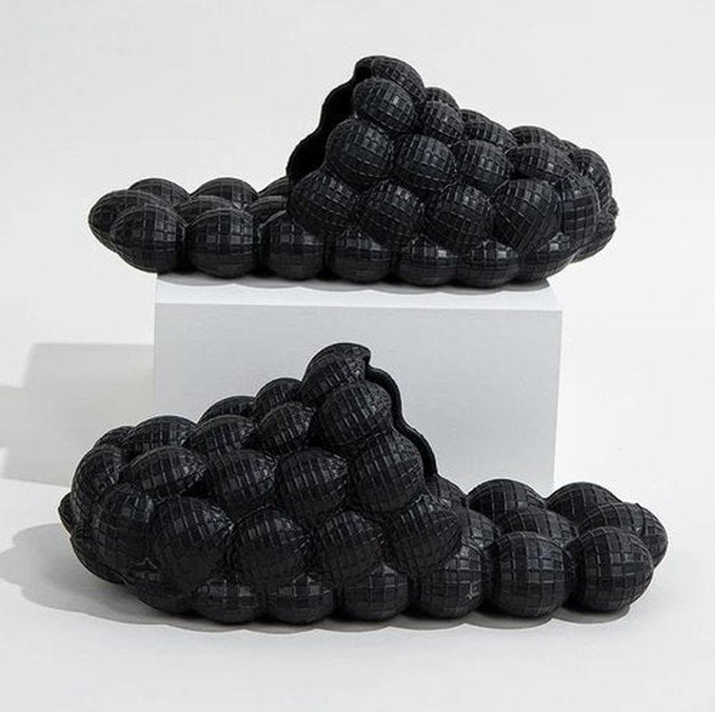 Stardust Bubble Slides Massage Slippers For Women Men Non-Slip Spa Gym Bubble Slippers, Soft Pillow Stress Relief Slide (Black, US Footwear Size System, Adult, Women, Numeric Range, Medium, 11.5, 12)