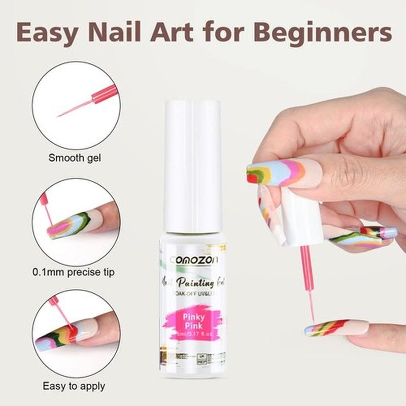 Gel Polish Gel Liner Nail Polish Set-12 Colors Gel Nail Art Polish for Swirl French Nails, Built-in Thin Brush in Bottle for Nail Art Painting Drawing Nail Designs Polish, Gift Set for Women Girls