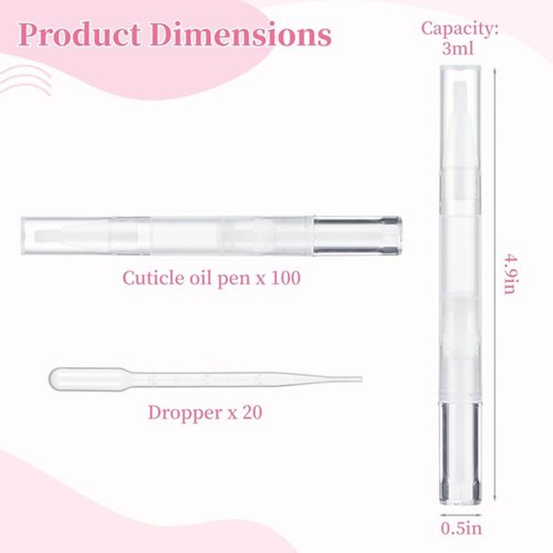 Homaisson 50 Pack 3ml Transparent Twist Pen with Pipettes, Empty Cuticle Oil Pen Refillable Nail Oil Pens with Brush Tip, Empty Cosmetic Lip Gloss Tubes, Clear Eyelash Growth Liquid Containers