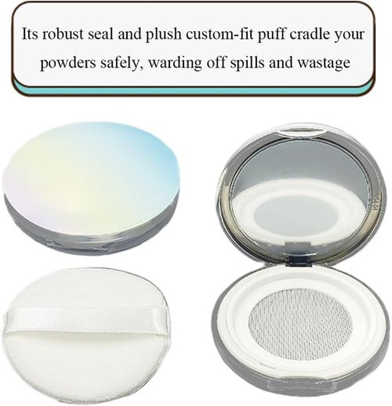 HAHIYO Makeup Cosmetic Jar - Refillable Travel Case with Holographic Lid & Mirror | 2Pcs 5ml/0.2oz