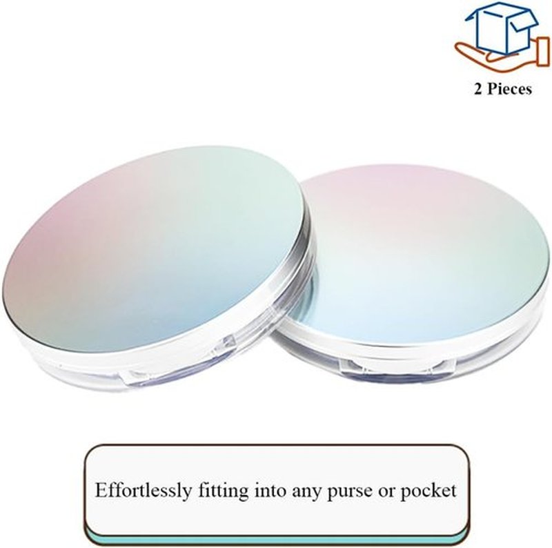 HAHIYO Makeup Cosmetic Jar - Refillable Travel Case with Holographic Lid & Mirror | 2Pcs 5ml/0.2oz