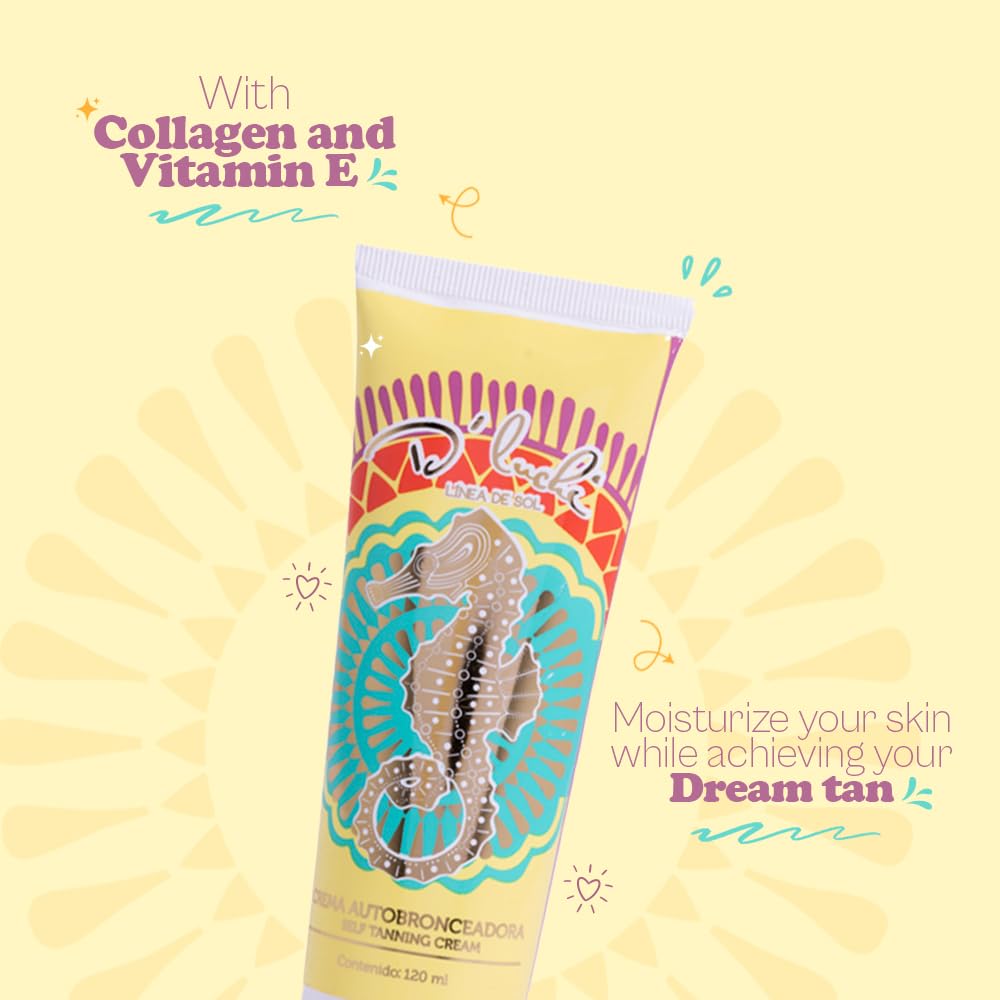 D'Luchi Self Tanner for Women - Sunless Tanning Cream with Collagen & Vitamin E for Dry Skin - Natural Bronzed Glow, Hydrating & Stain-Free - Cruelty & Paraben Free, 4 Oz