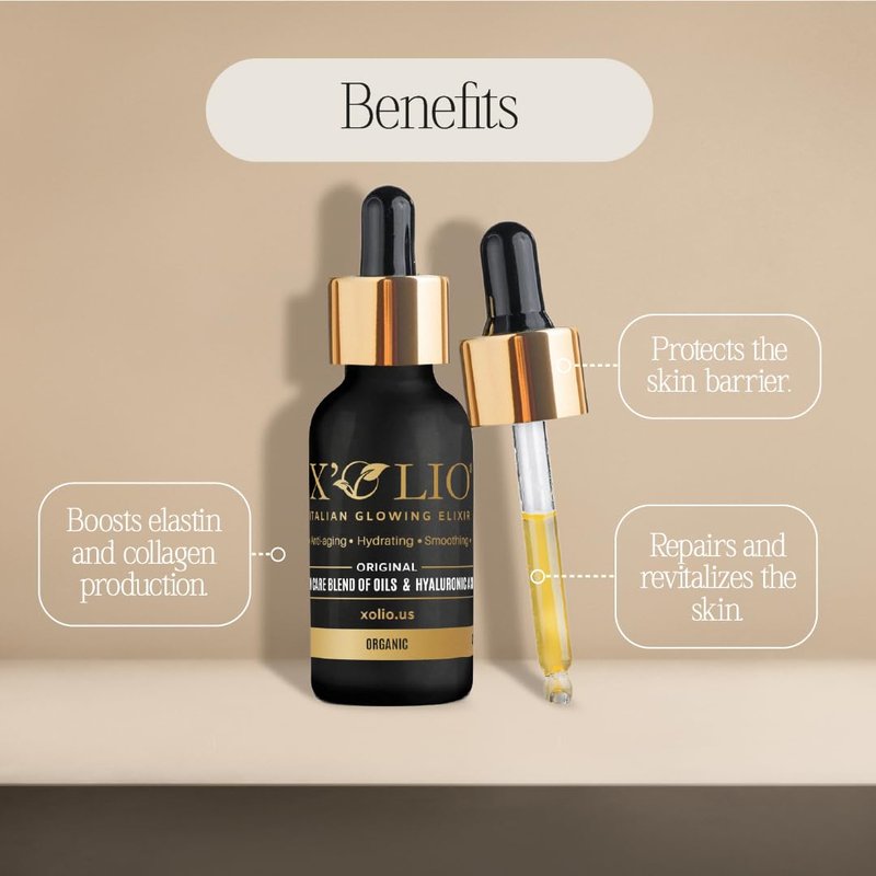 X’Olio Original – The Italian Glowing Elixir | Anti-Aging Face Oil with Hyaluronic Acid, Aloe Vera & Vitamin E | Deep Hydration, Barrier Repair & Glow for Dry or Mature Skin | 30ml