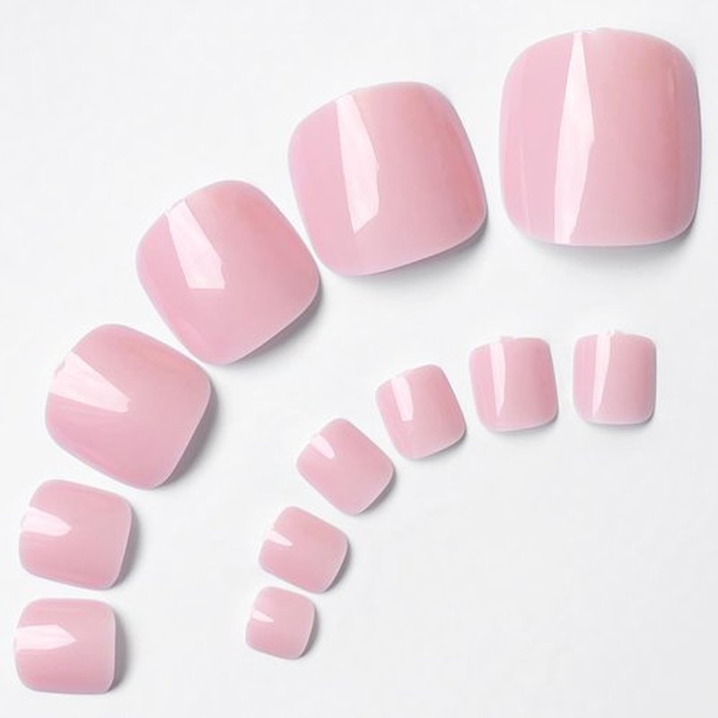 LuckForever Pink Press-on Toenails - 240pc False Toenails & Adhesive Nail Tabs File