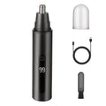SYAWS Nose Hair Trimmer for Men and Women,USB Rechargeable Eyebrow & Facial Hair Remover with LED Display,Aluminum Alloy Shell with IPX7 Waterproof,Dual Edge Blades for Easy Cleaning (Black)