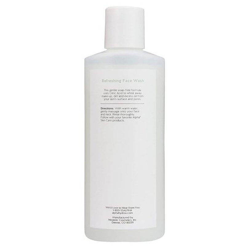 Alpha Skin Care Refreshing Face Wash, Gentle Soap-Free Formula, Citric AHA, Cleanses, Purifies, Tones & Restores pH, All Skin Types, Removes Make-Up & Oil, Anti-Aging Ingredients, 6 Oz, Pack of 2