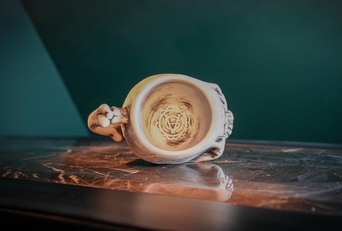 Burn The Ships White Ceramic Skull Shave Bowl | Handmade Lather Mug for Men | Hot Foam Brush Dish | Vintage Razor Soap Holder | Luxury Gift for Him