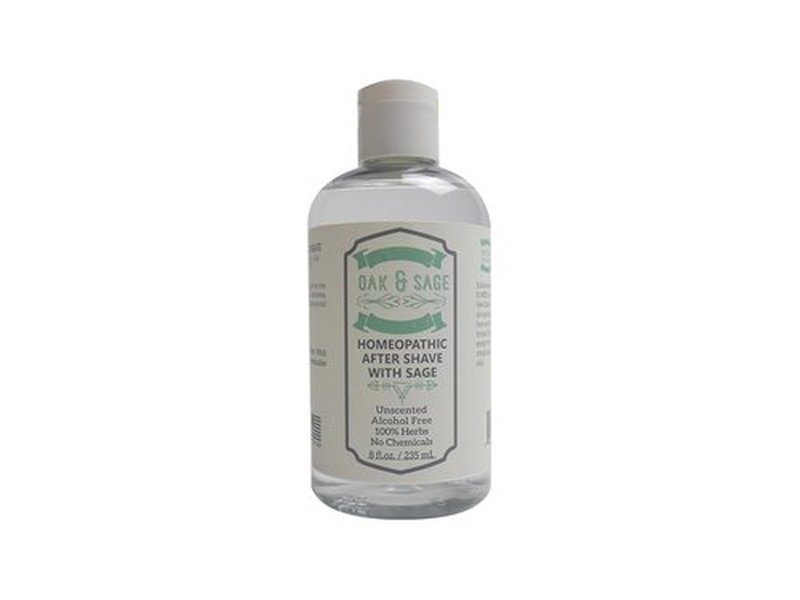 OAK & SAGE Homeopathic After Shave - Unscented, 100% Herbal Formula - 8oz, Alcohol & Chemical Free