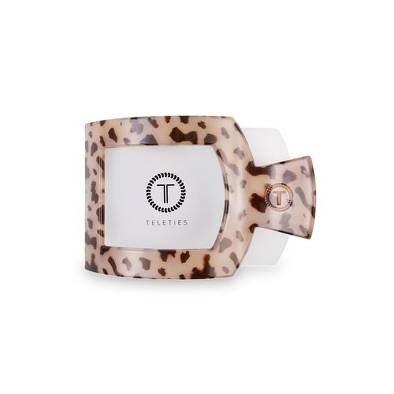 TELETIES - Medium Flat Square Clip - For Lying Down, Yoga, Driving & More - Strong Grip, Bendable Teeth, Comfortable Curved Design - Ideal for Medium Hair - Core Collection - Blonde Tortoise
