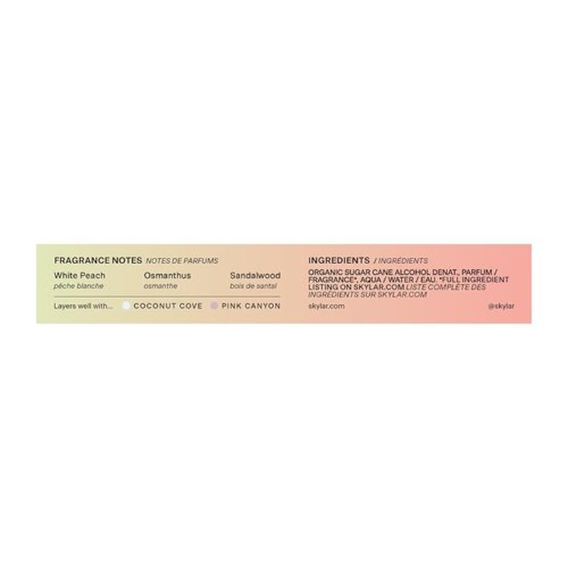 Skylar Peach Fields Eau de Parfum - Hypoallergenic Clean Fragrance for All - Sweet Mandarin & Peach Notes - 10mL / 0.33 Fl oz