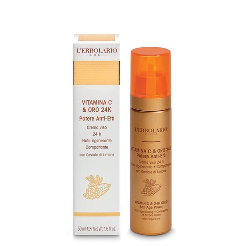 Lerbolario Vitamin C and 24K Gold Anti Age Power Nutri-Regenerating Face Cream for Women - 1.6 oz Cream
